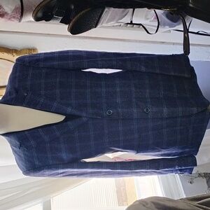 7 Diamonds 38R Blue Check 2-Button Sport Coat Blazer Jacket T569